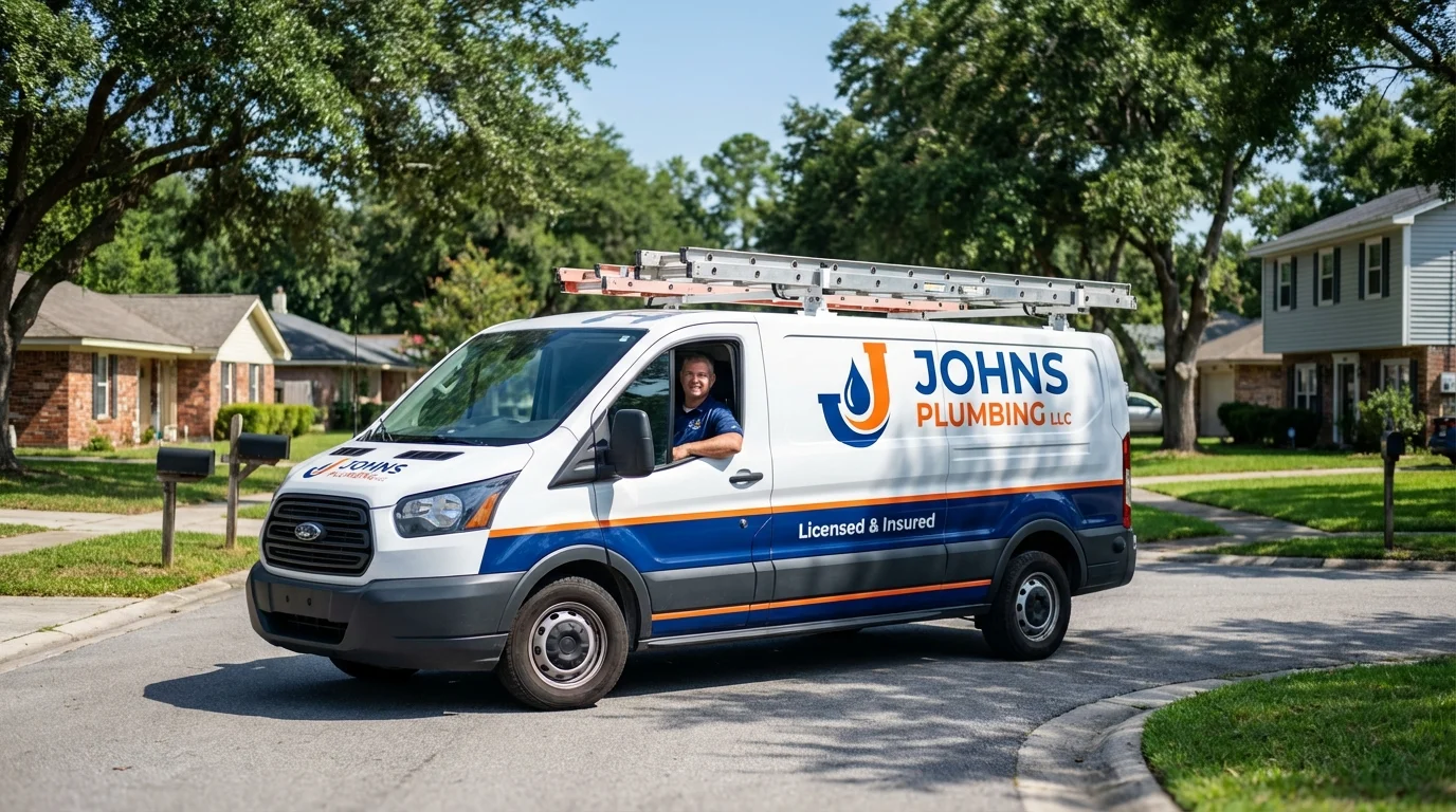 Johns Plumbing LLC service van in South Orange, NJ