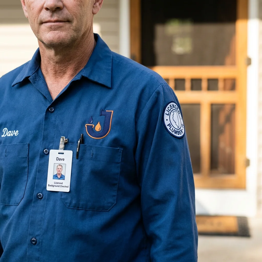 Licensed plumber showing ID badge in South Orange, NJ