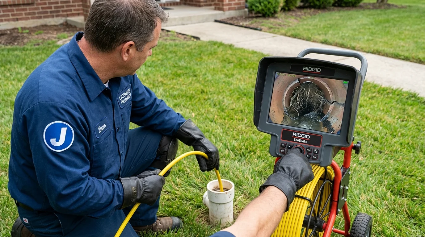 Sewer camera inspection being performed by Johns Plumbing LLC in South Orange