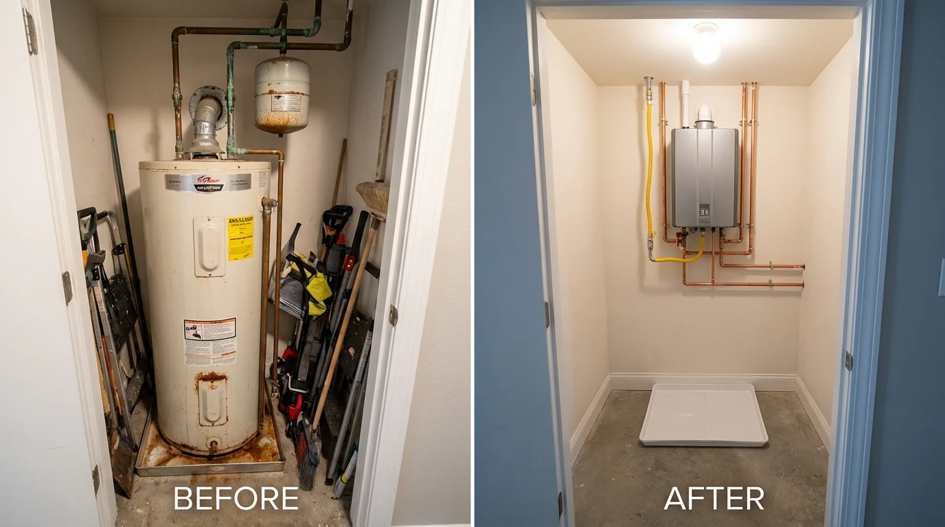 Tank water heater versus wall-mounted tankless unit comparison for South Orange, NJ homeowners